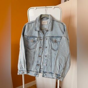 Stradivarius Light Blue Bomber Style Denim Jacket